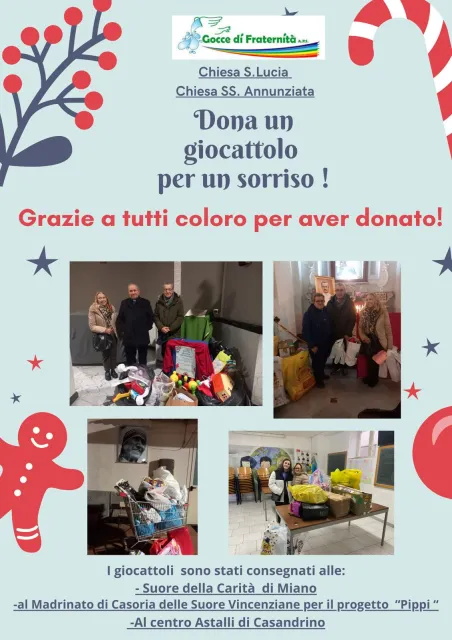 Goccia S. Antimo: ringraziamenti per iniziativa dona un giocattolo per un sorriso, immagine 1